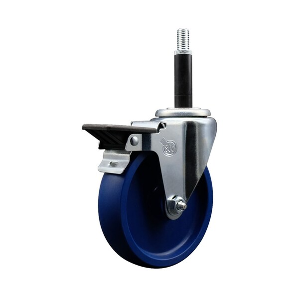 Service Caster 5'' Solid Poly Swivel 3/4'' Expanding Stem Caster with Brake SCC-EX20S514-SPUS-PLB-34 - main